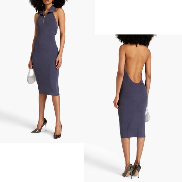 ET OCHS NWT Sleeveless Julia Ribbed Knit Backless Bodycon Midi Dress L
